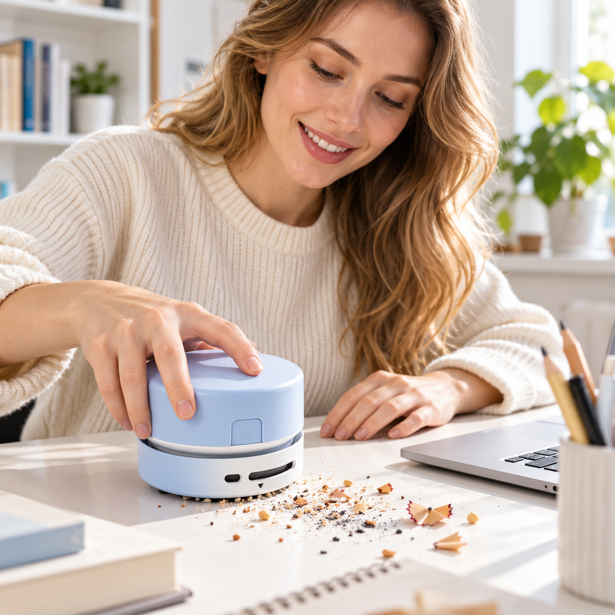🧹 Desktop Vacuum | Plastic Study Desk | Students Cordless Suction