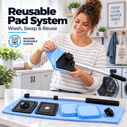 Reusable microfiber pad system for magnetic glass cleaner