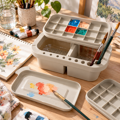🖌️ Brush Washer | Plastic Art Studio | Artists Portable Organizer