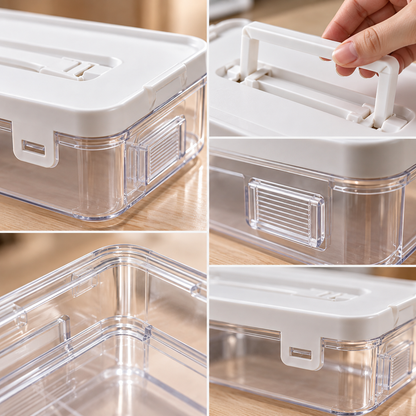 📦 Portable Organizer | Clear Plastic Desktop | Students Stackable Storage