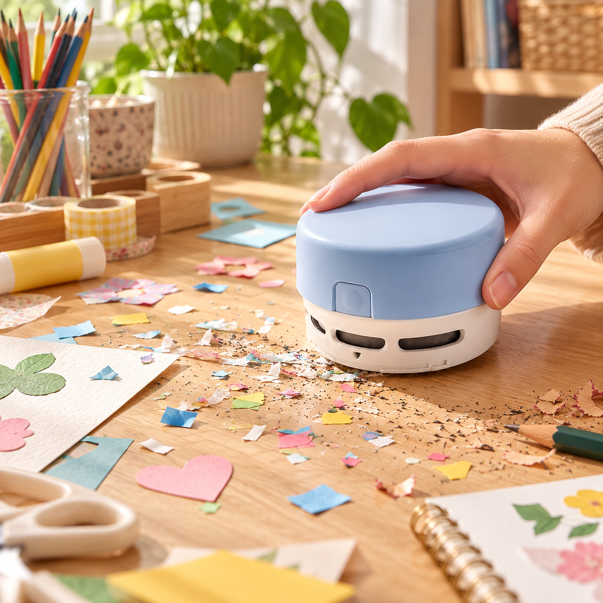 🧹 Desktop Vacuum | Plastic Study Desk | Students Cordless Suction