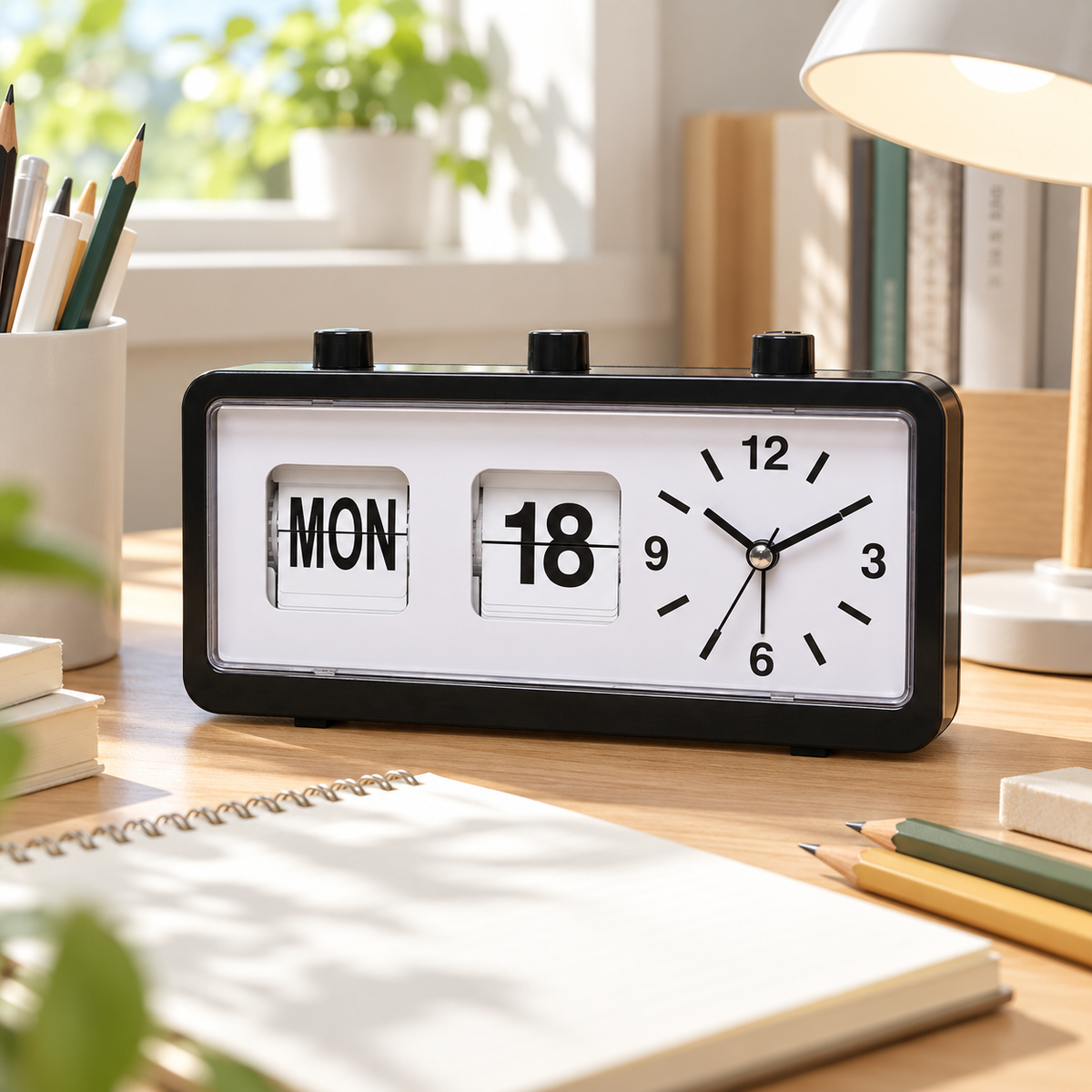 🗓️ Desk Clock | Plastic Office | Students Silent Date Display