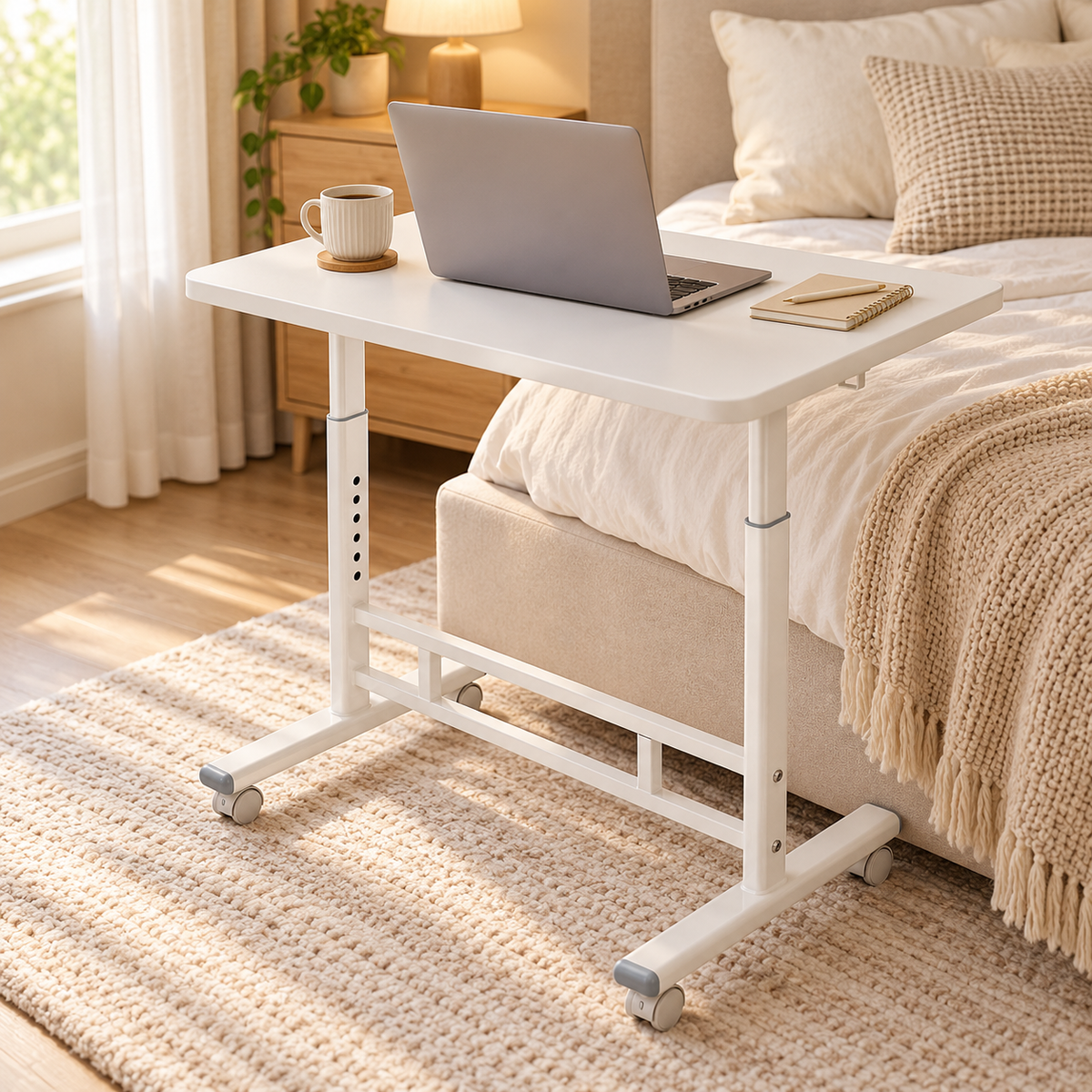 🛏️ Adjustable Bedside Table | Steel Bedroom | Families Mobile Height