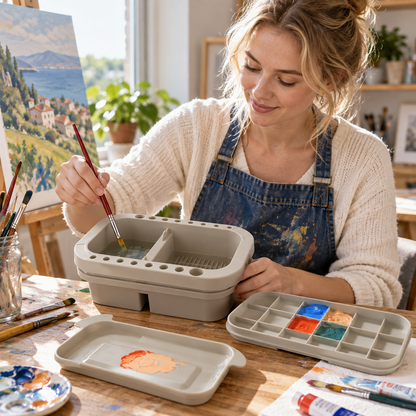 🖌️ Brush Washer | Plastic Art Studio | Artists Portable Organizer