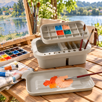 🖌️ Brush Washer | Plastic Art Studio | Artists Portable Organizer