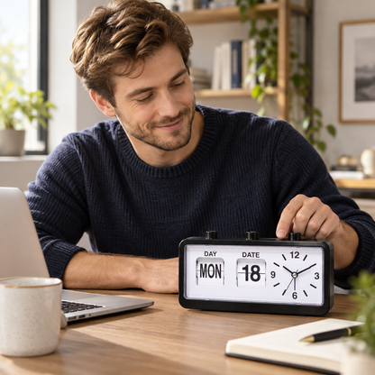 🗓️ Desk Clock | Plastic Office | Students Silent Date Display