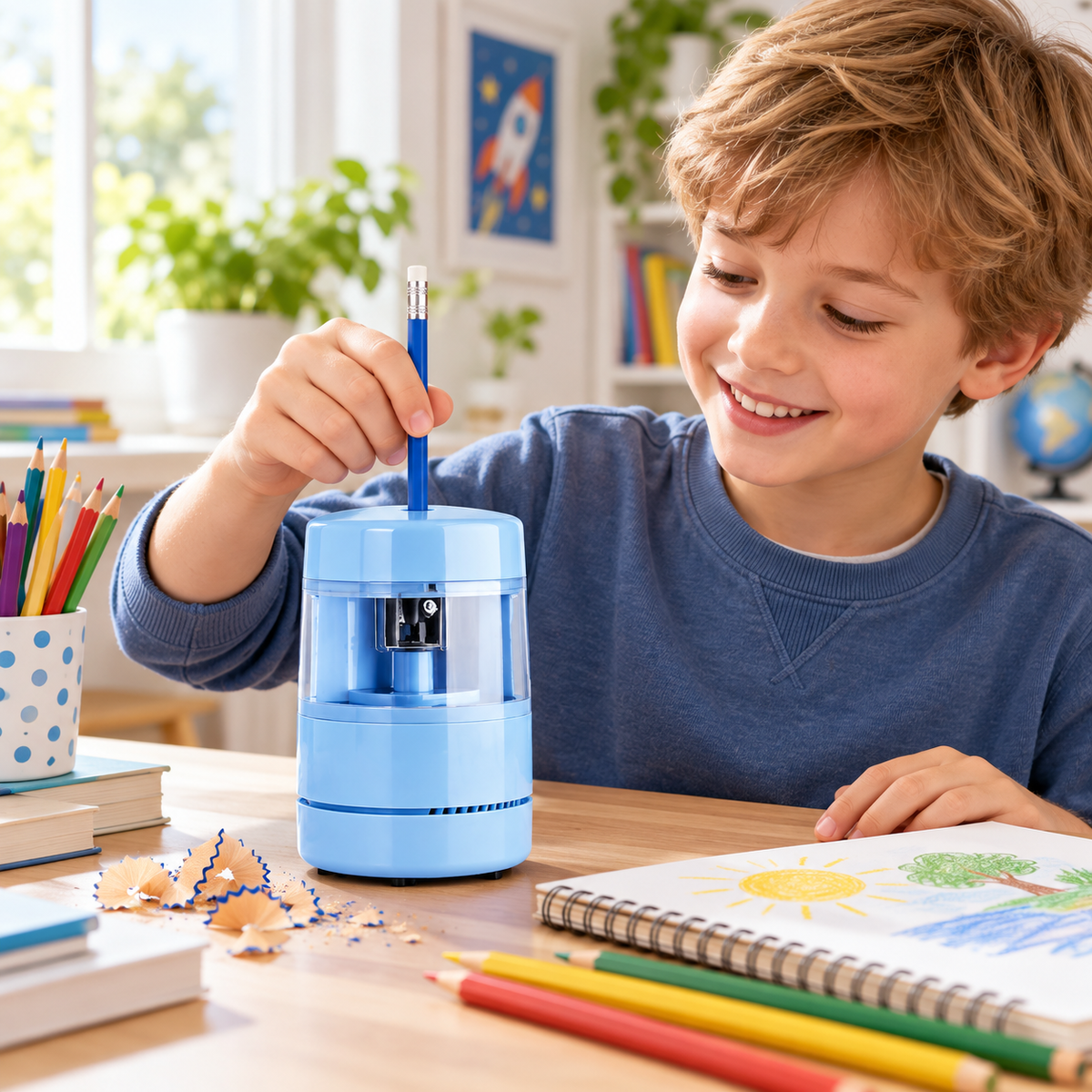 ✏️ Electric Sharpener | Plastic Study Desk | Students Compact Cleanup