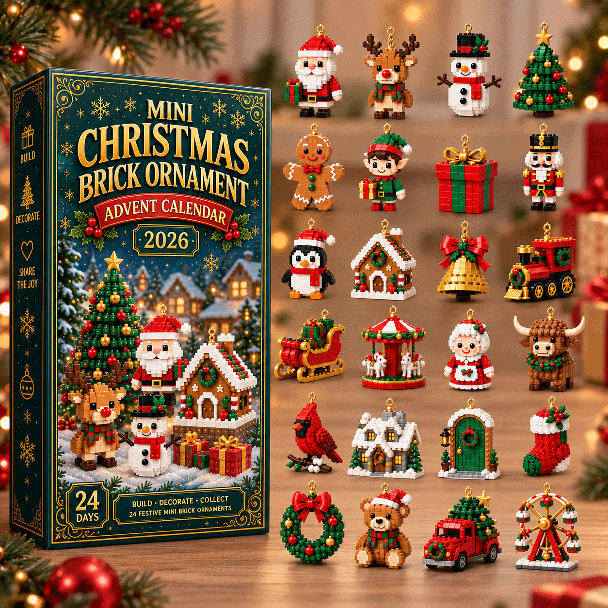 ⏳ Last Day to Save 49% – 🎄 24-Day Christmas Ornament Advent Calendar | 24 Unique Festive Designs