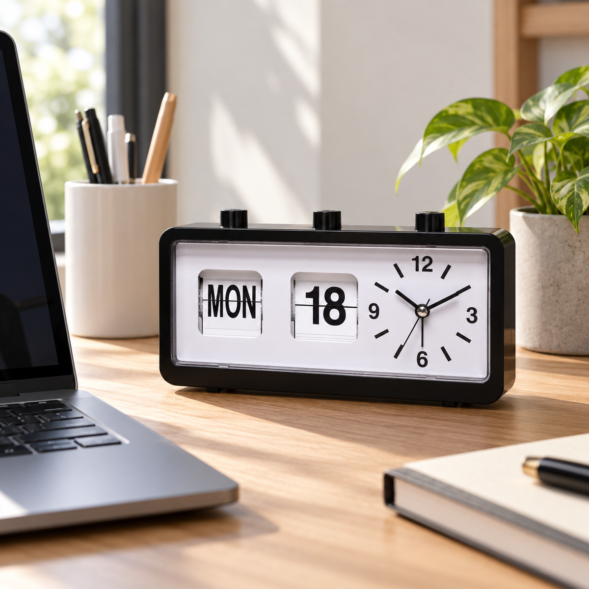 🗓️ Desk Clock | Plastic Office | Students Silent Date Display