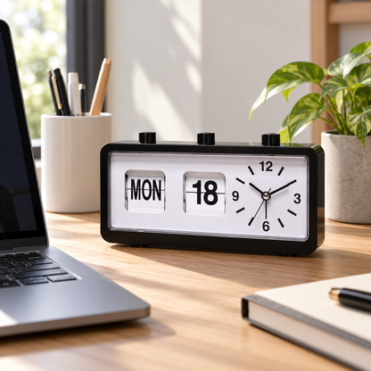 🗓️ Desk Clock | Plastic Office | Students Silent Date Display