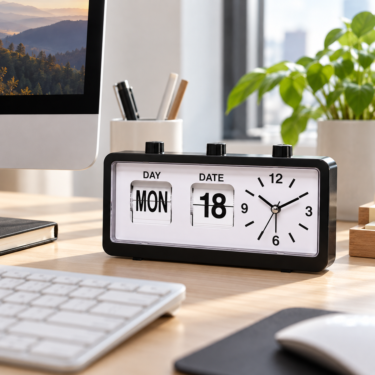 🗓️ Desk Clock | Plastic Office | Students Silent Date Display