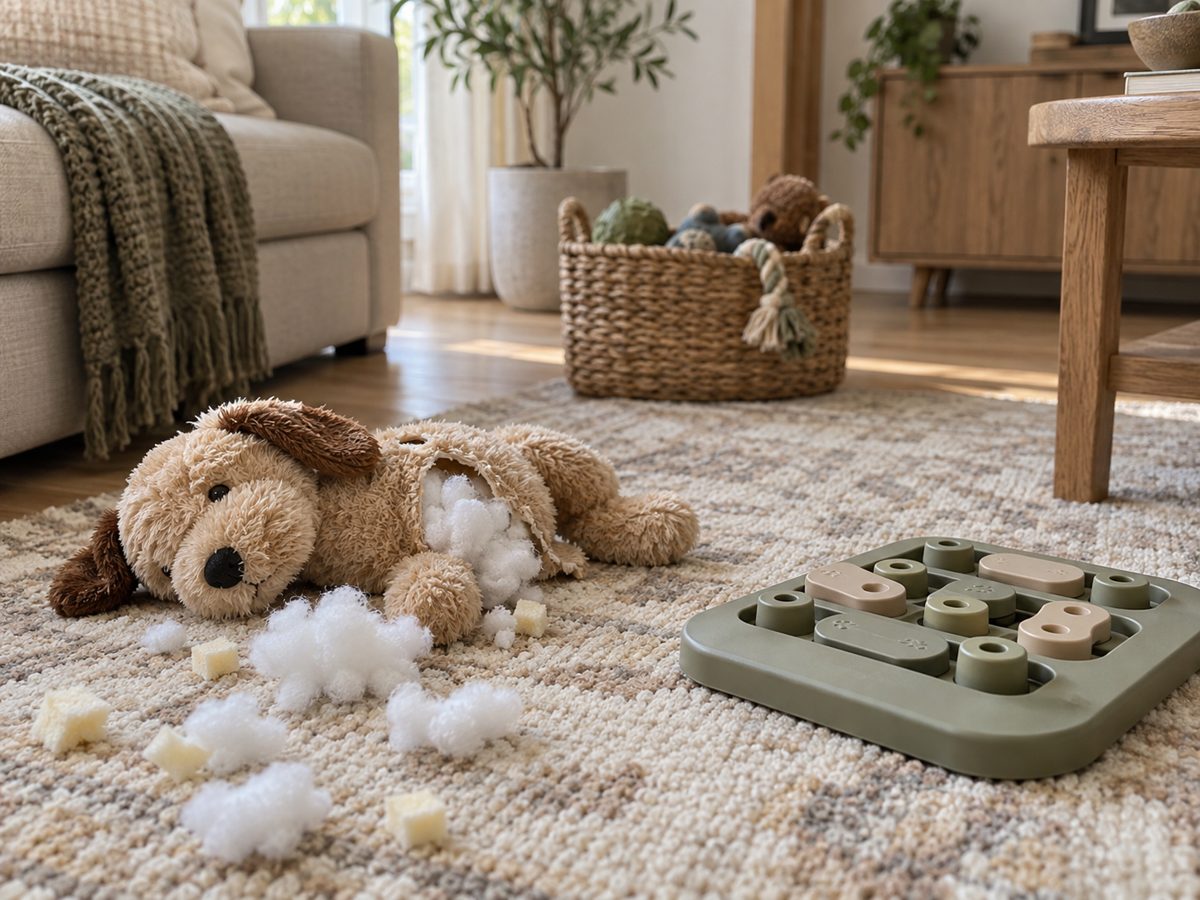 Comparison with torn stuffed toy and rigid puzzle