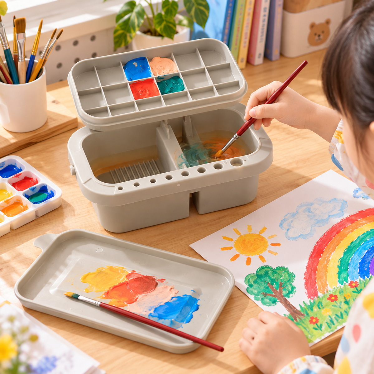 🖌️ Brush Washer | Plastic Art Studio | Artists Portable Organizer