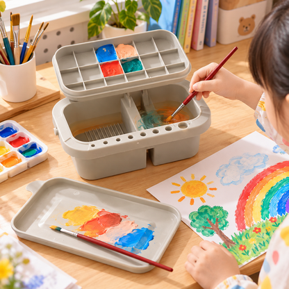 🖌️ Brush Washer | Plastic Art Studio | Artists Portable Organizer